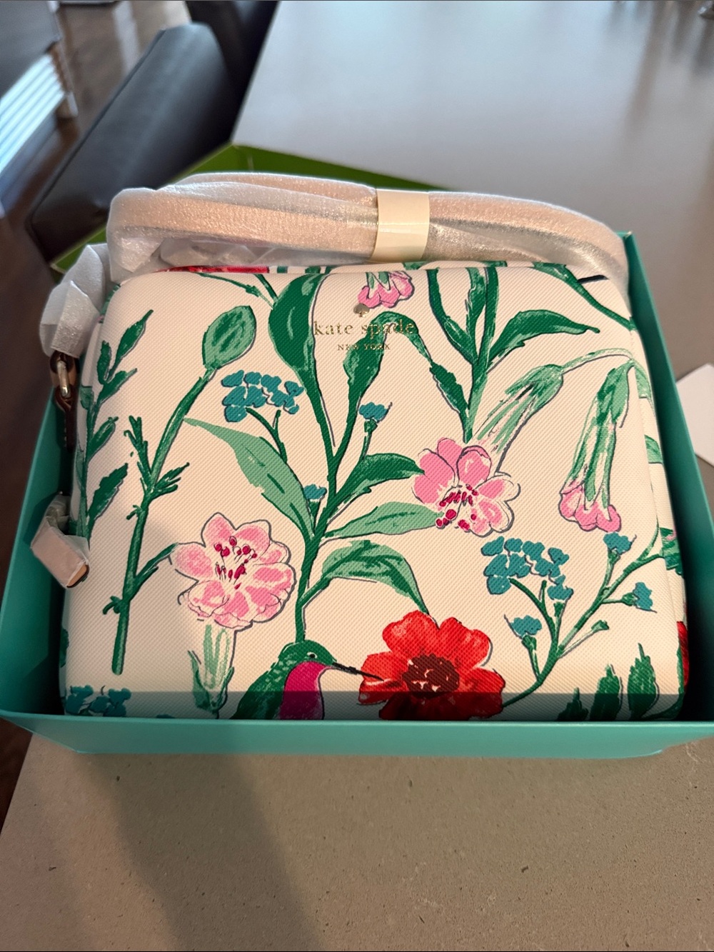 kate spade White Floral Crossbody with Pink, Red & Green Accents